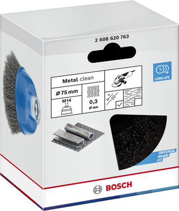 Bosch金屬清潔杯刷 75 毫米，適用於角磨機。